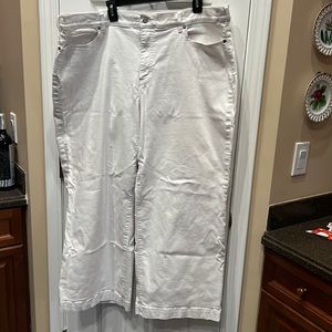 Lands End Wide Leg White Denim Jeans